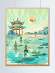 国潮风景西湖