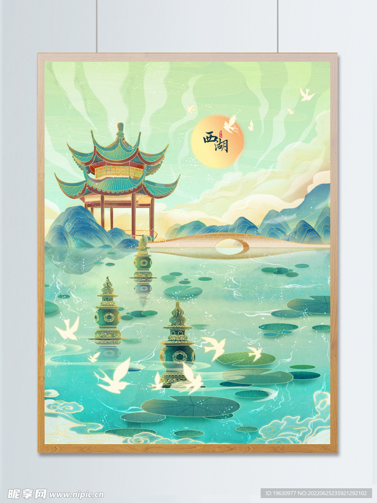 国潮风景西湖