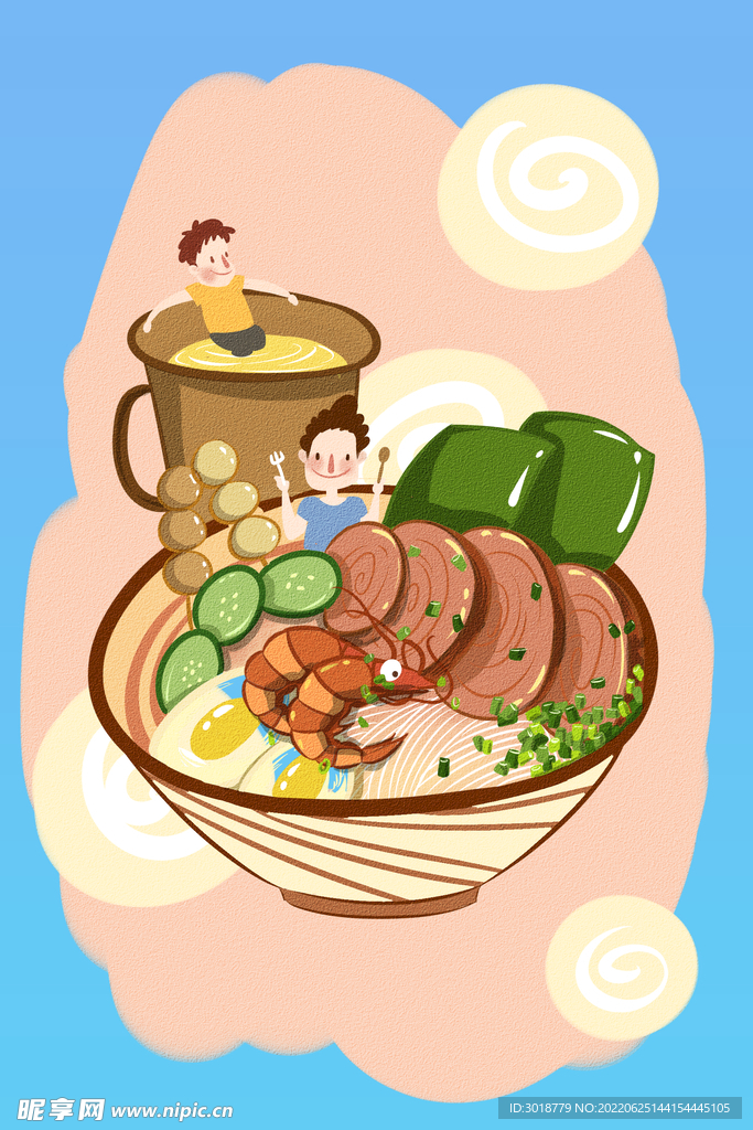 美食国潮插画