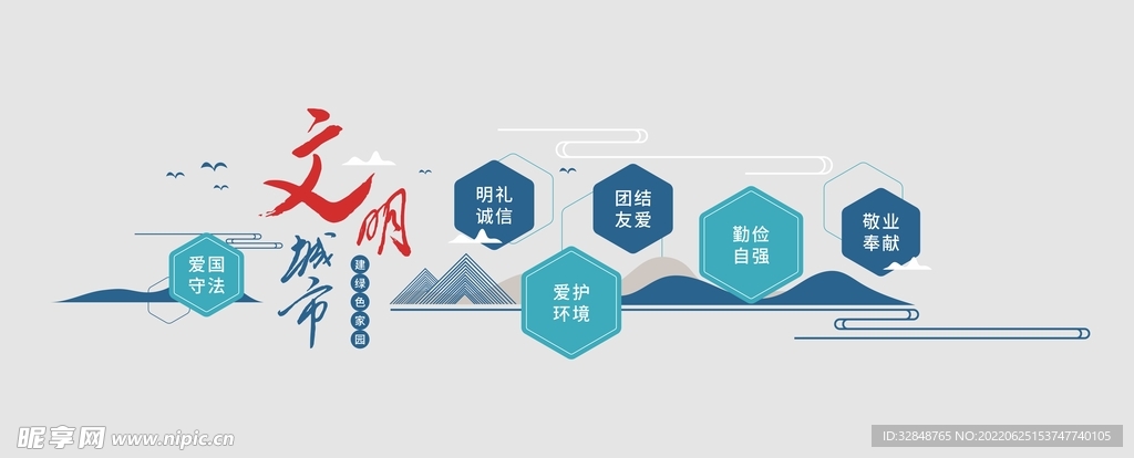 创城绿色文明城口号文化墙