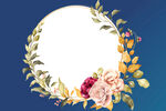 蓝色底白色花镜子