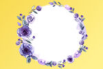 浅黄底白镜子紫色花环