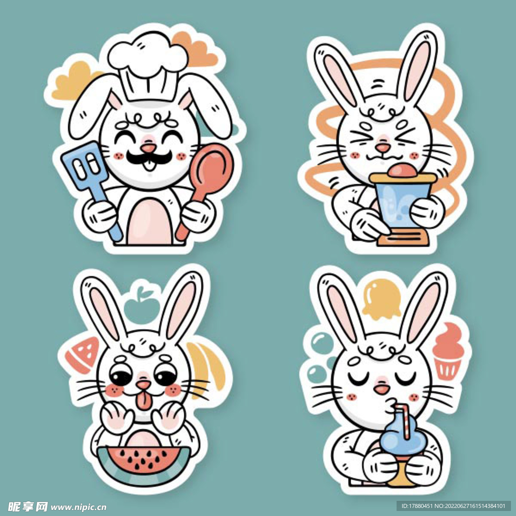可爱兔子食品贴纸