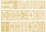 中式古典花纹镂空 雕花图案矢量