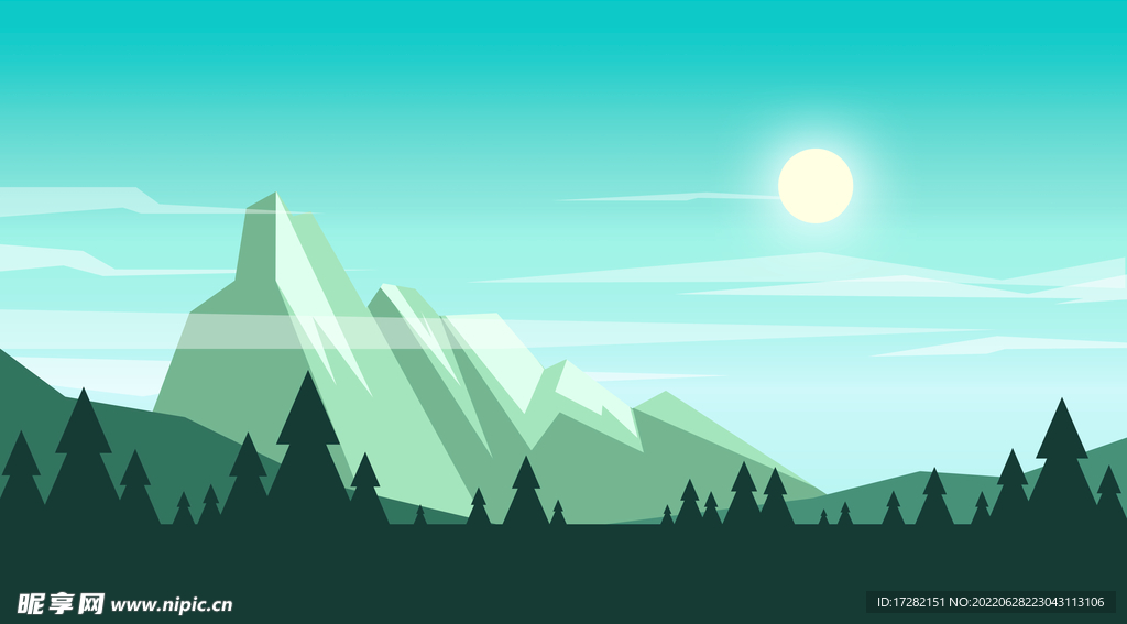 风景 插画 扁平化 简约 图片
