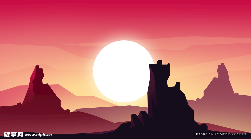 风景 插画 扁平化 简约 图片