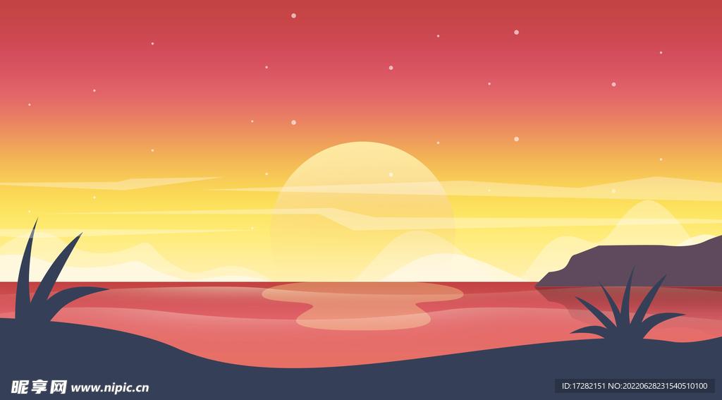 风景 插画 扁平化 简约 图片