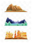 扁平风山水