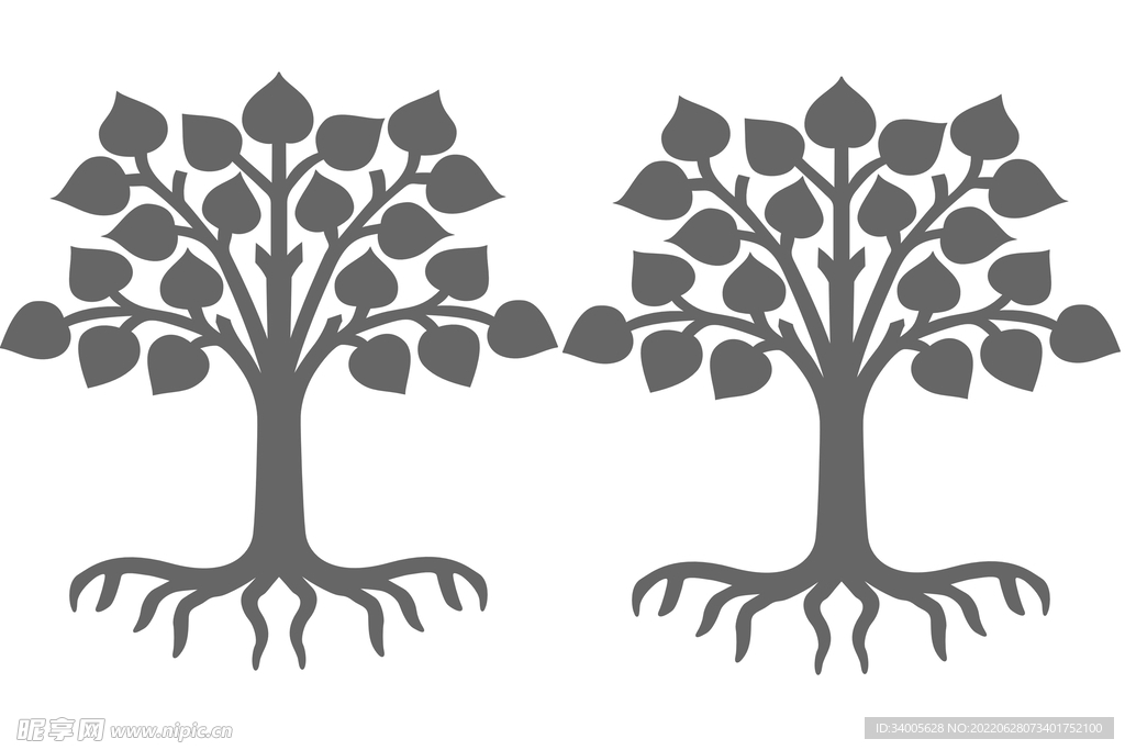 两棵灰色树木