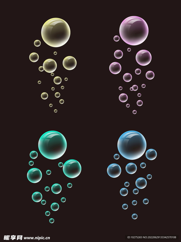 彩色泡泡透明水气泡水珠节日元素
