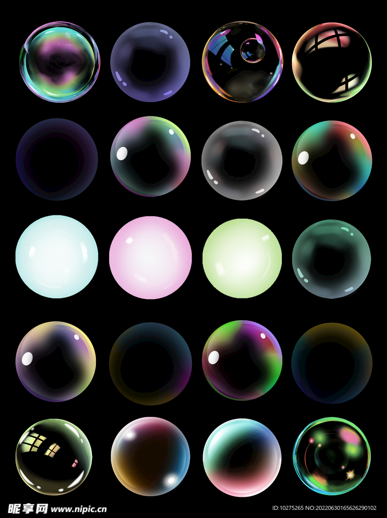 彩色泡泡透明水气泡漂浮元素节日