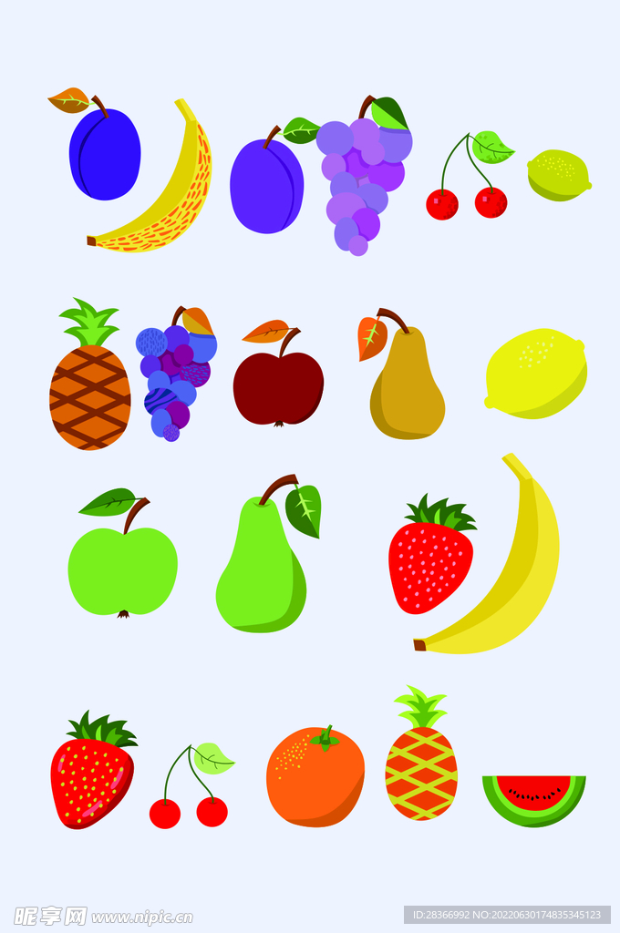 矢量彩色水果