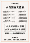 会员预存充值表