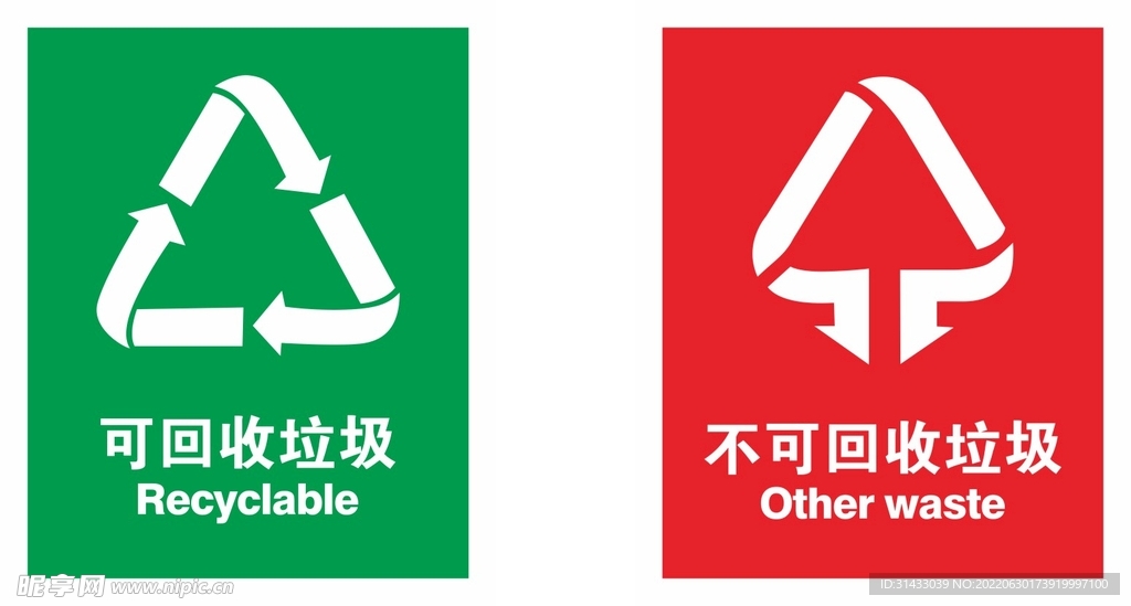 垃圾桶标识垃圾分类卫生标识循环