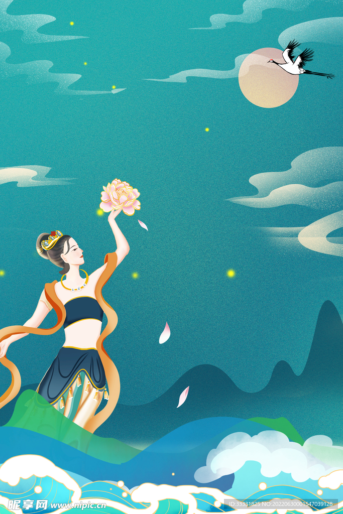 中式山水海报背景