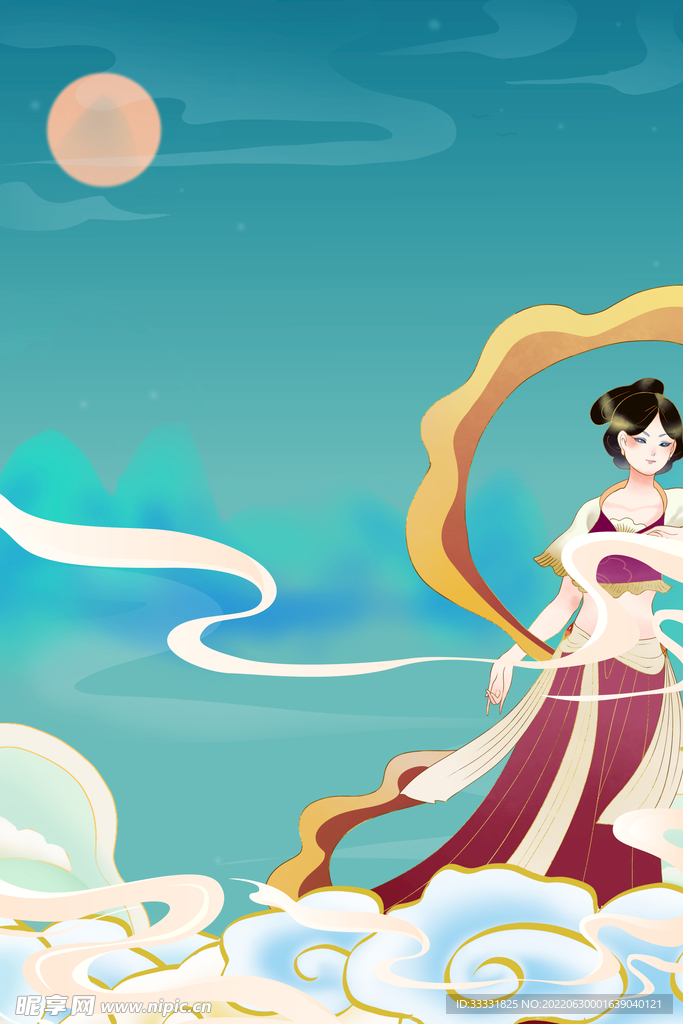 中式山水海报背景