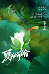 美简约白荷荷叶夏至节气海报