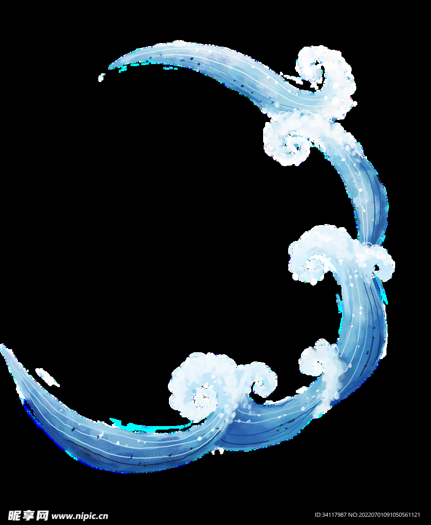 手绘矢量透明海浪浪花素材