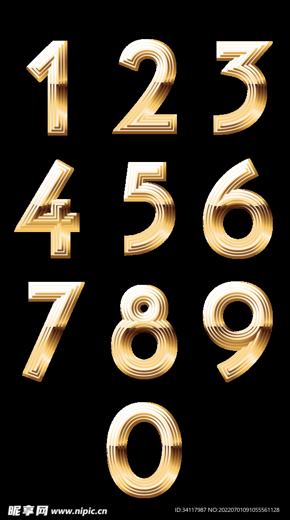 手绘矢量透明3D数字