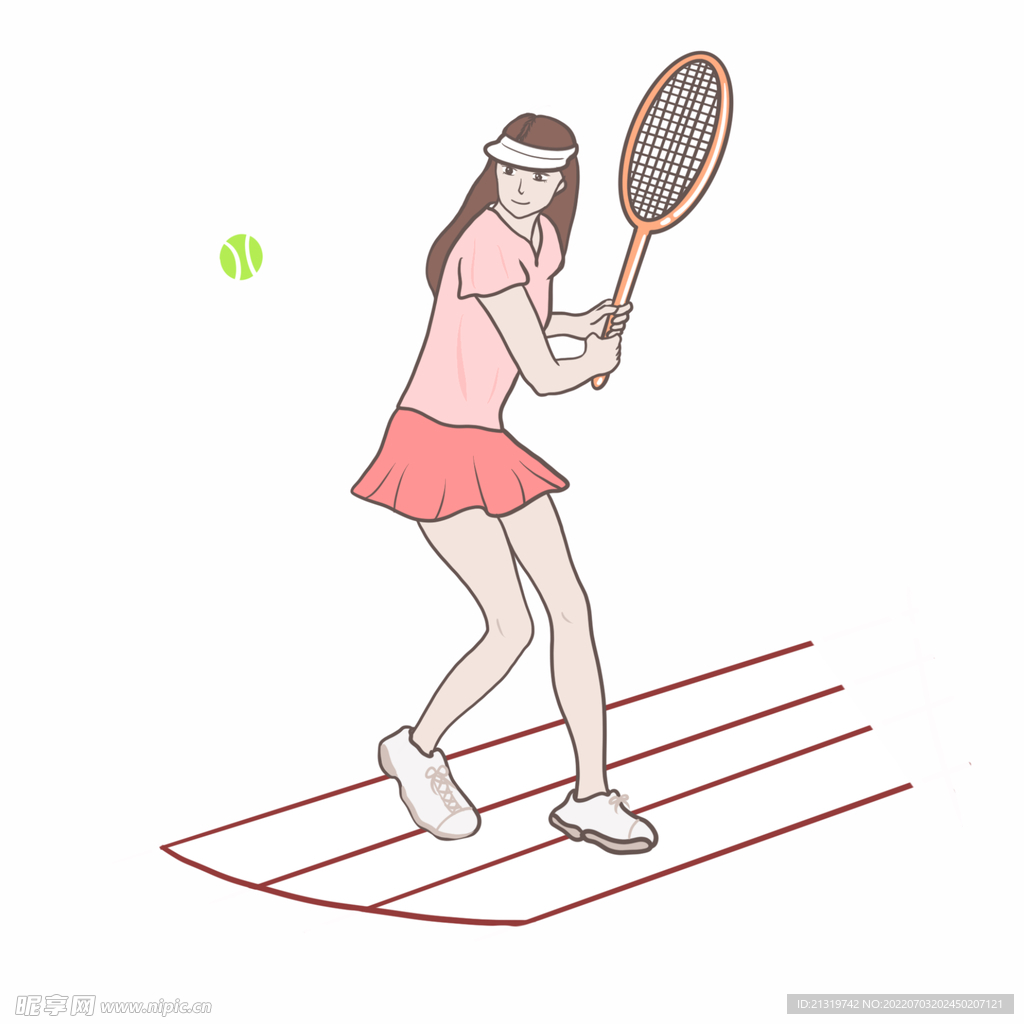 卡通网球人物插画