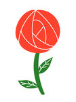 玫瑰花复古红色扁平风一支元素