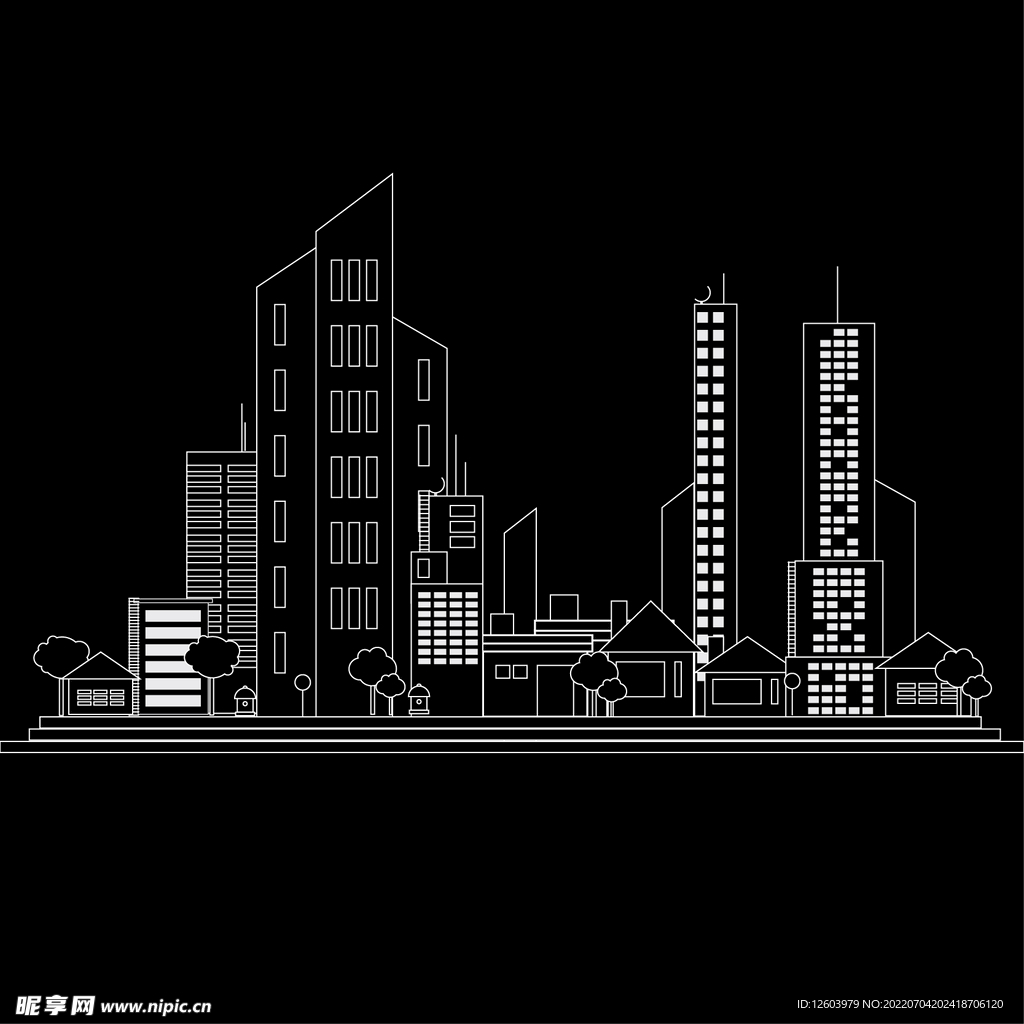 手绘现代城市