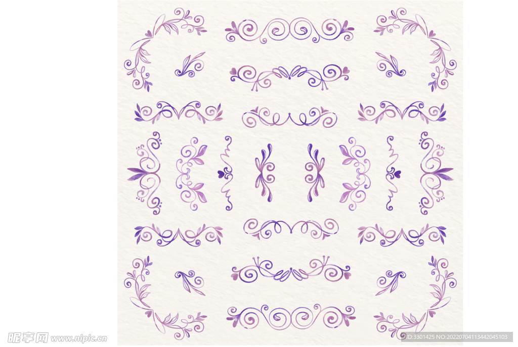 紫色水彩花纹 