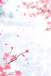 手绘桃花插画海报图片 