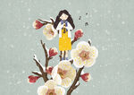  风景插画 小雪