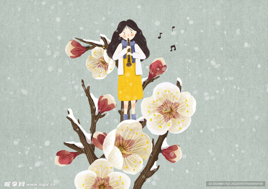  风景插画 小雪