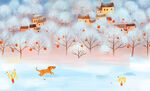  风景插画 小雪
