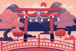粉色矢量风景