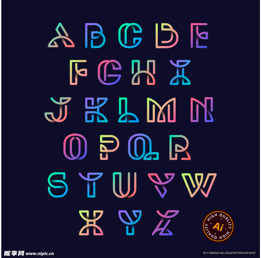 抽象字母艺术字体设计