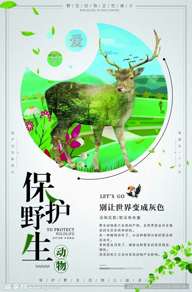 保护野生动物海报