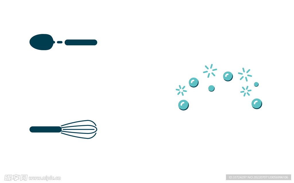 汤勺 打蛋器 水滴 矢量图