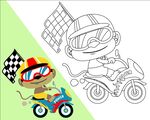 卡通儿童骑车赛车