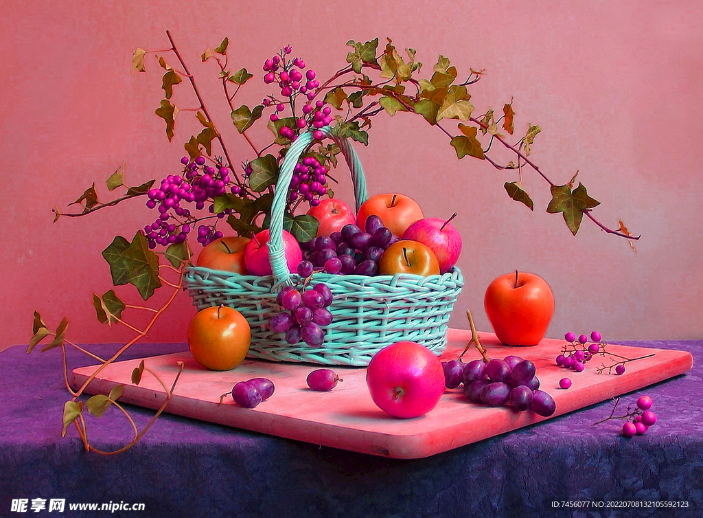 水果篮子苹果艺术挂画装饰画