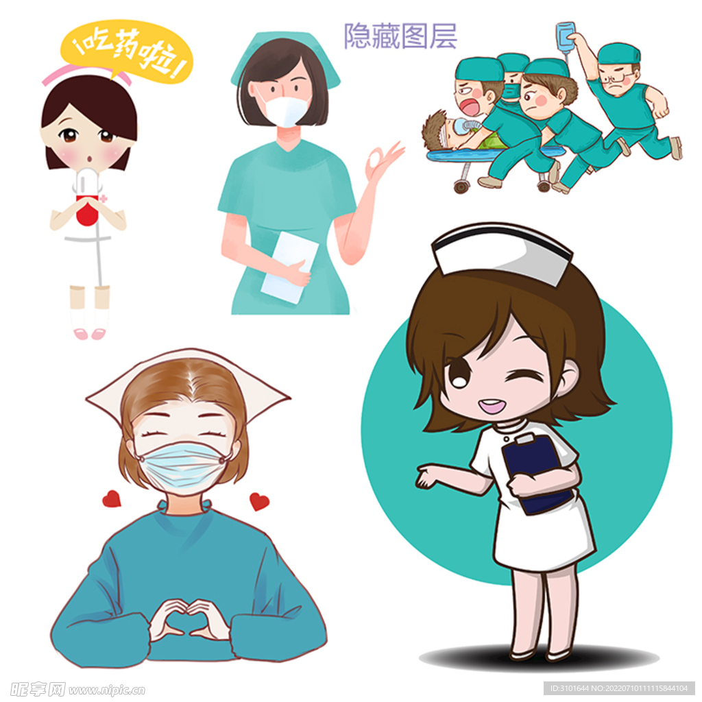 白衣天使护士卡通形象图片【免抠元素PNG】-90设计网