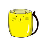 黄色猫咪造型水杯