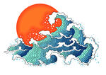 海平面上初升的太阳
