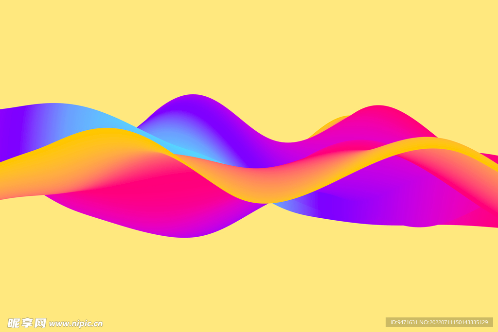 彩色渐变融合波浪素材