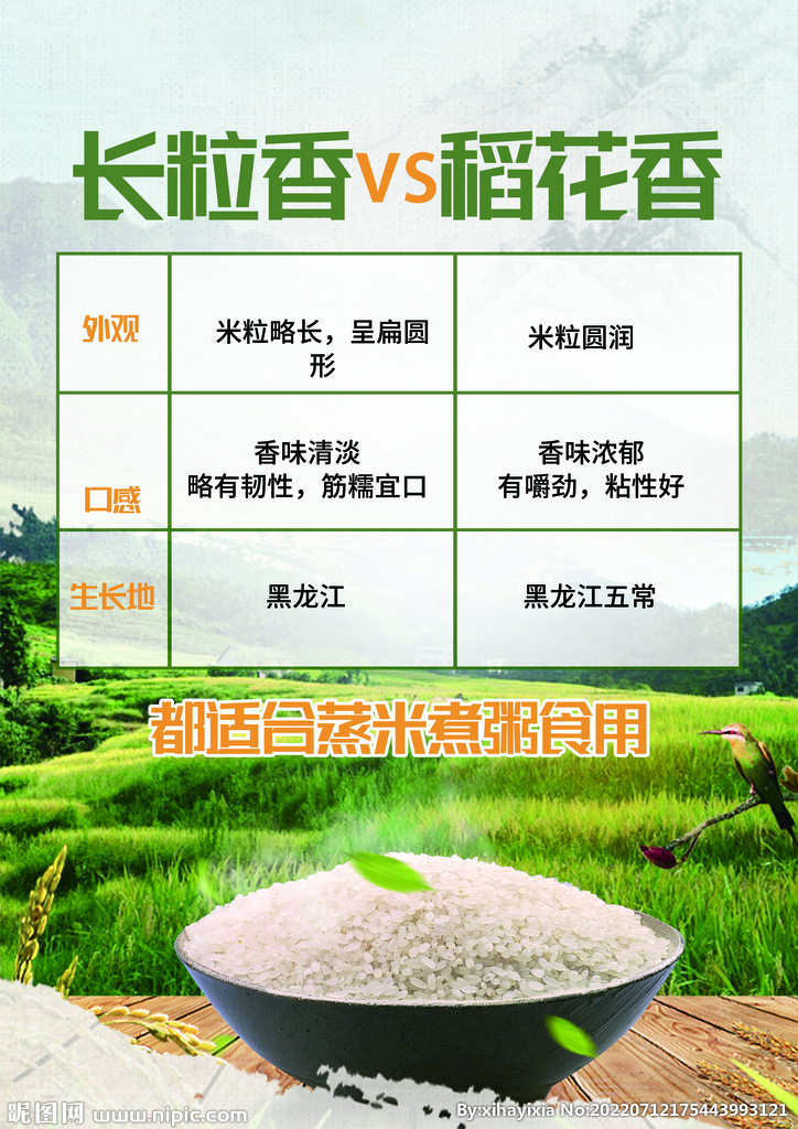 长粒香米vs稻花香米