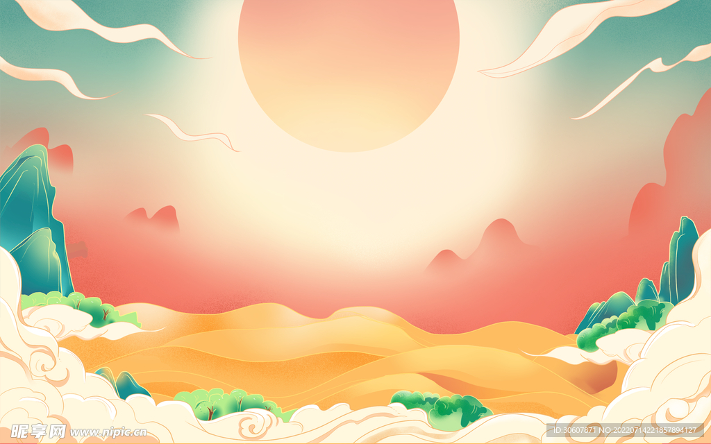 国潮插画背景
