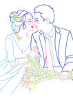 婚礼请帖花纹线条人物设计