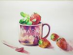 水彩手绘水果草莓静物