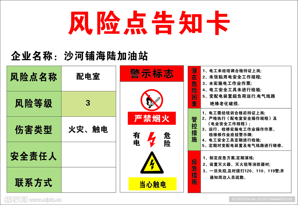 加油站风险告知卡