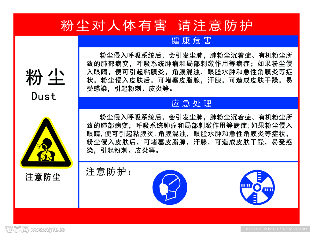 粉尘职业危害告知牌