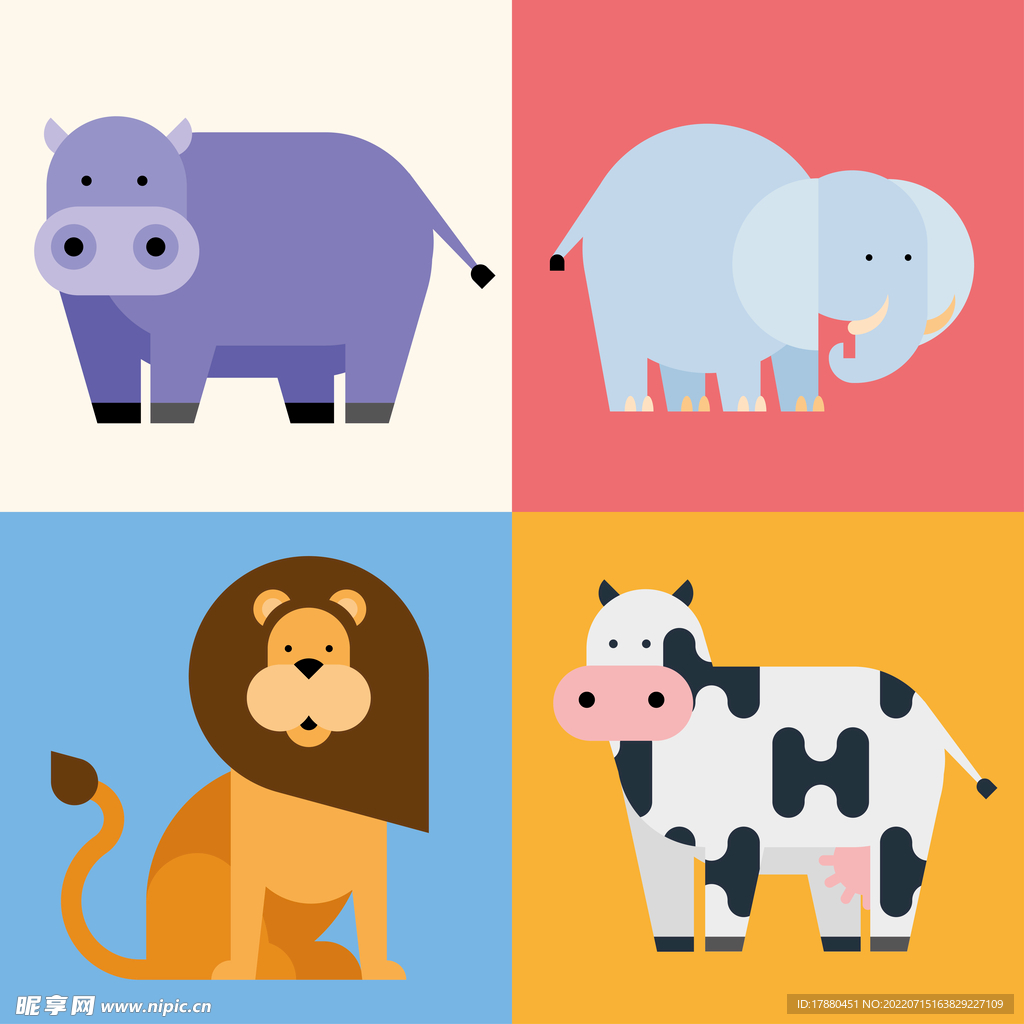 抽象动物卡通插画