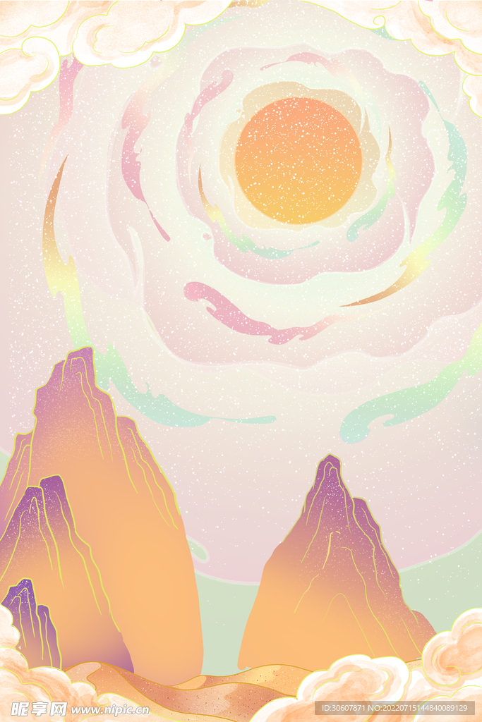 国潮插画背景