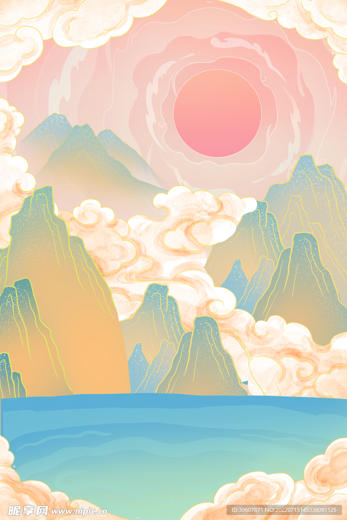 国潮插画背景